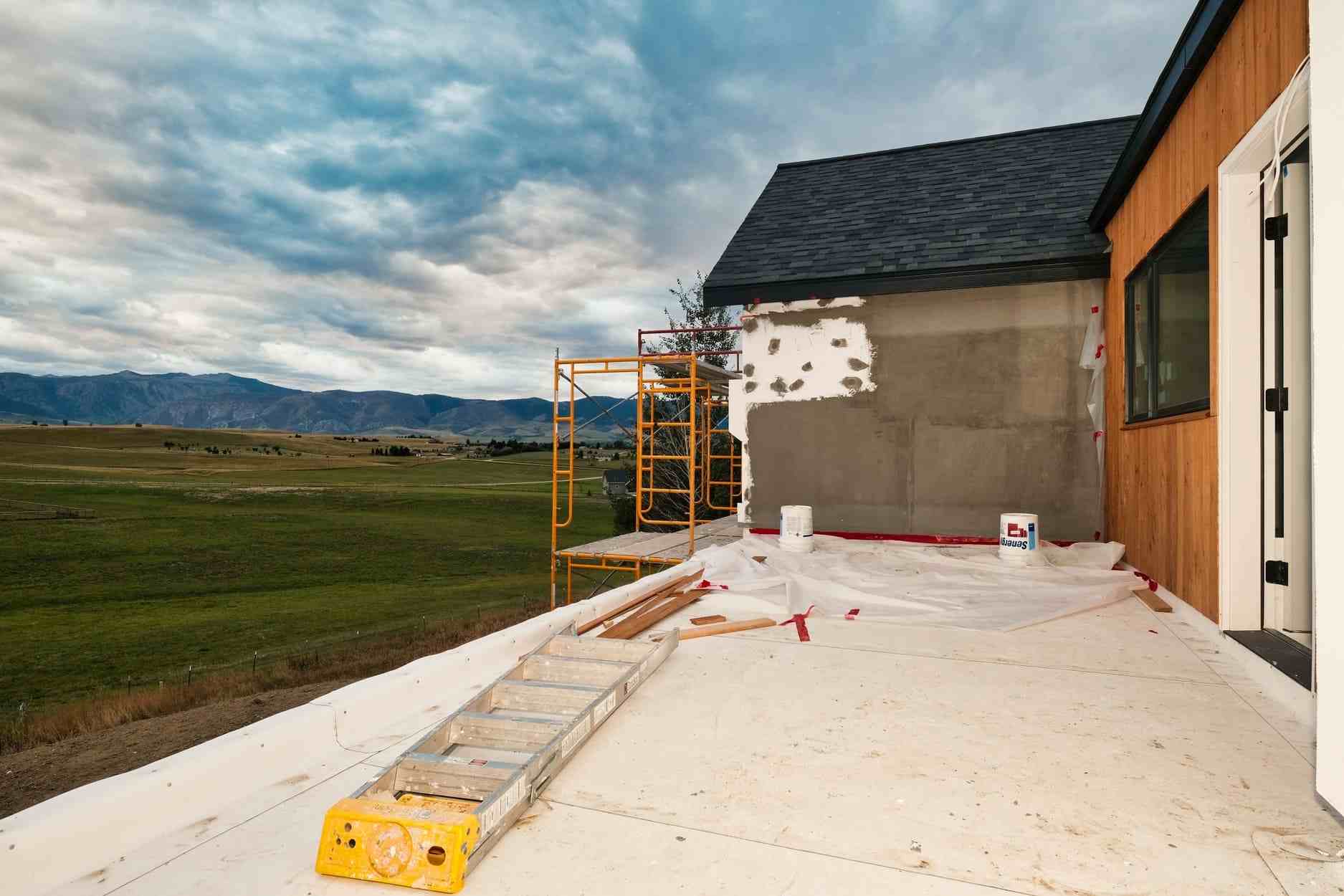 Exterior of Custom Home Being Built in Scenic Open Area in Wyoming
