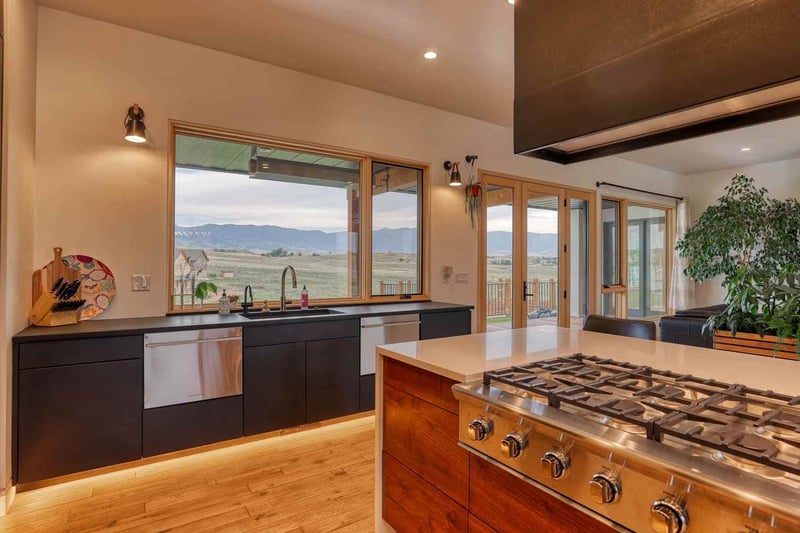 Custom kitchen in Wyoming with high-end appliances and lighting installation