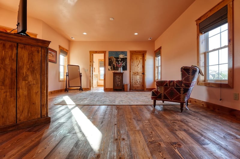 Hardwood flooring detail in craftsman-style custom home in Sheridan