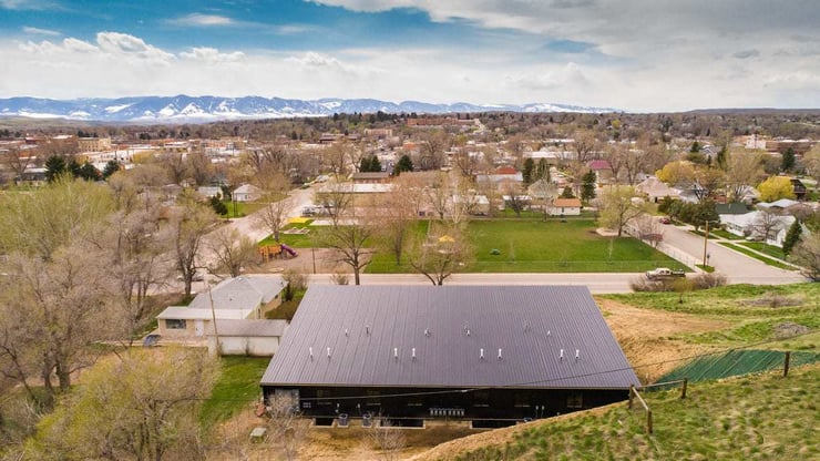 Aerial View of 8-Plex Custom Home in Wyoming Residential Neighborhood