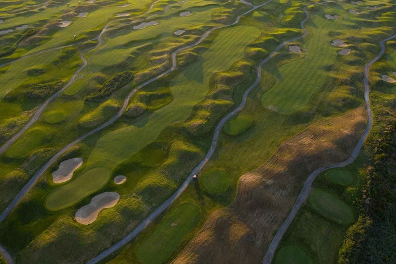 Aerial view of golf course range