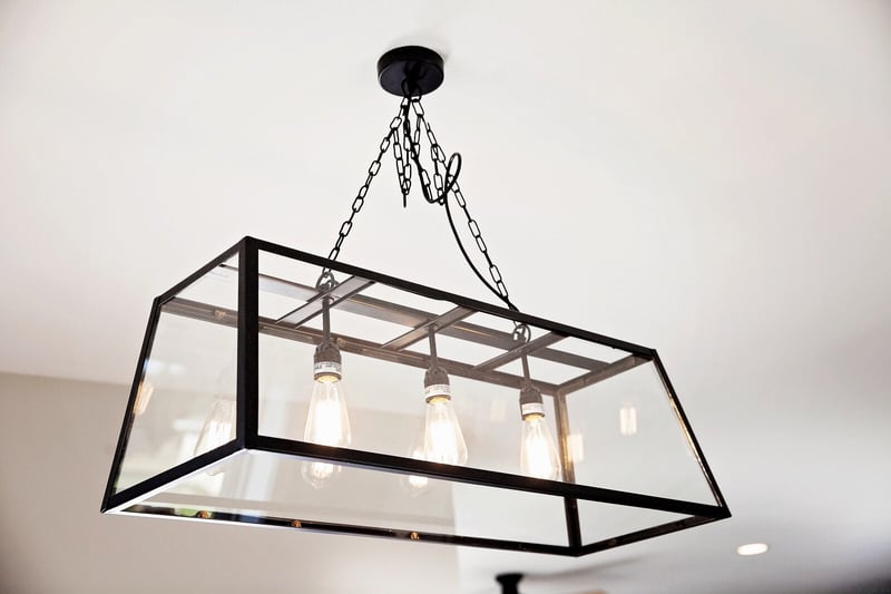 pendant lighting hanging from custom home ceiling in wyoming