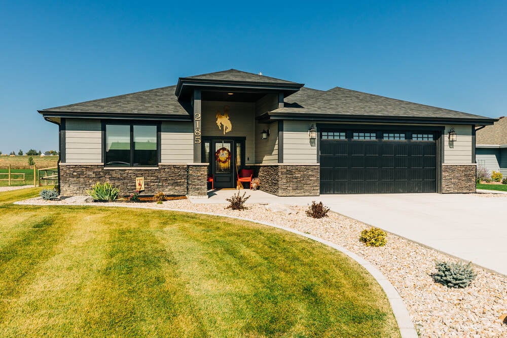 Custom home front exterior view in Wyoming