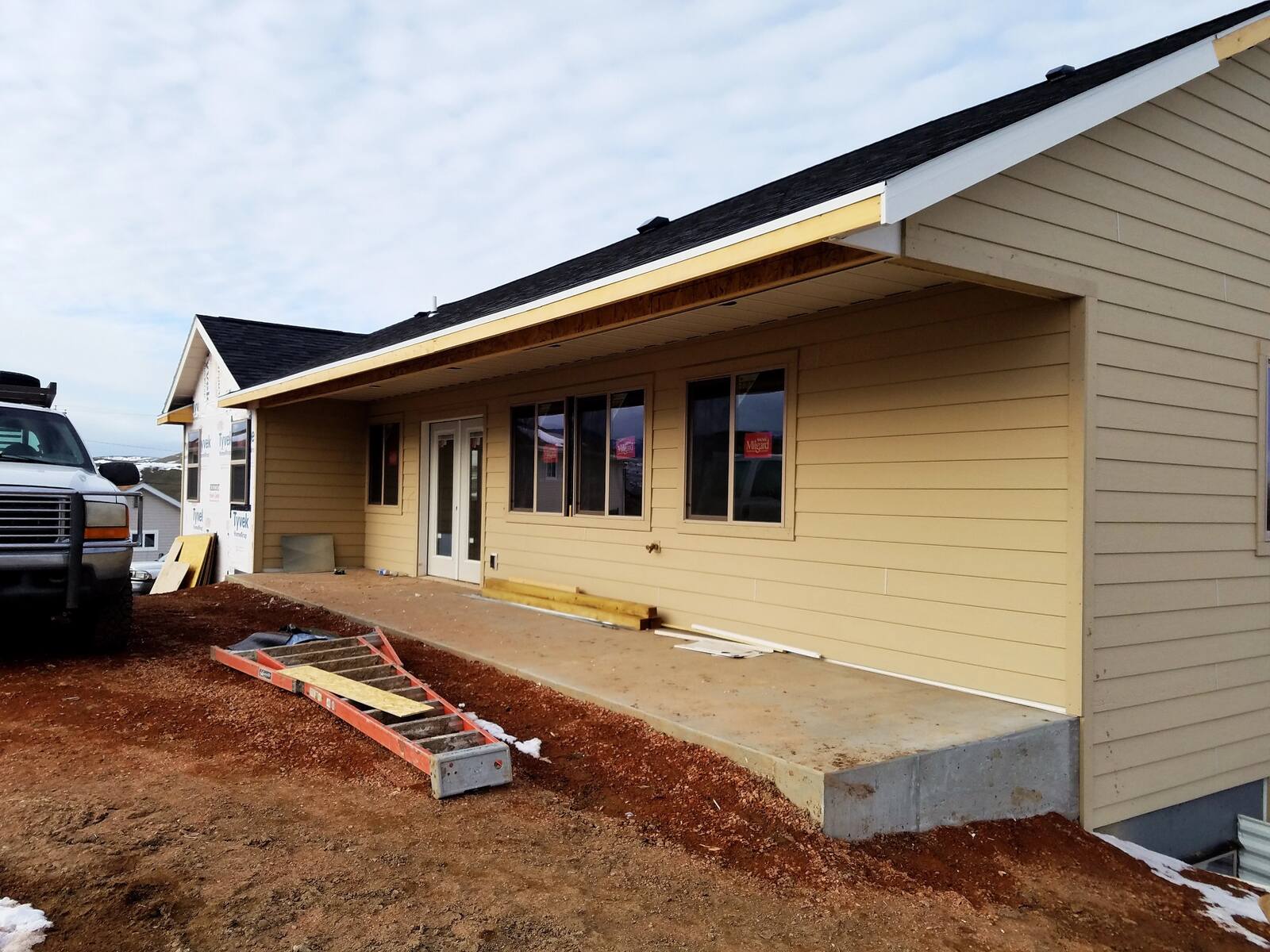 custom home being built windows installed in wyoming