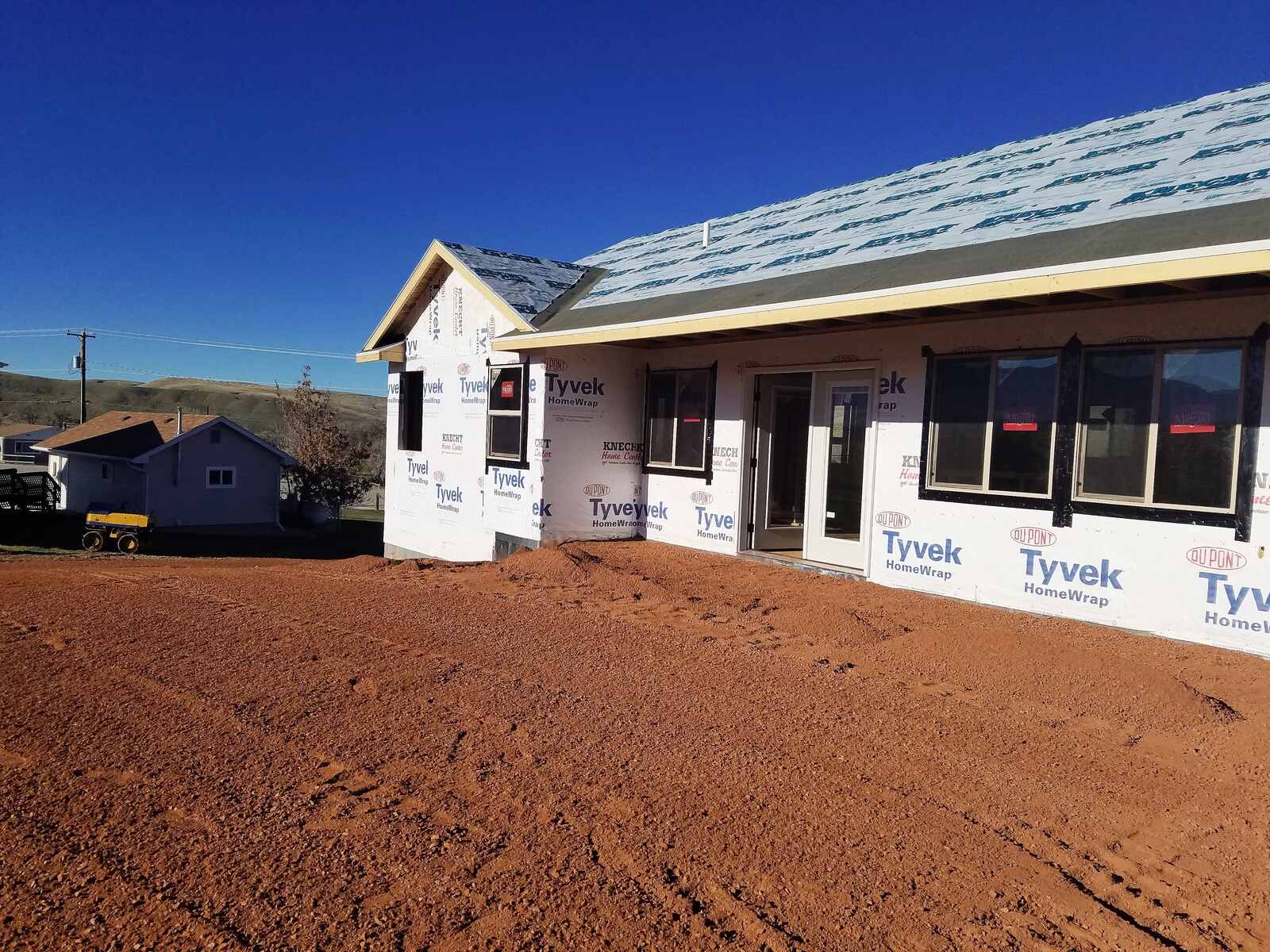 custom home exterior framing being built in wyoming