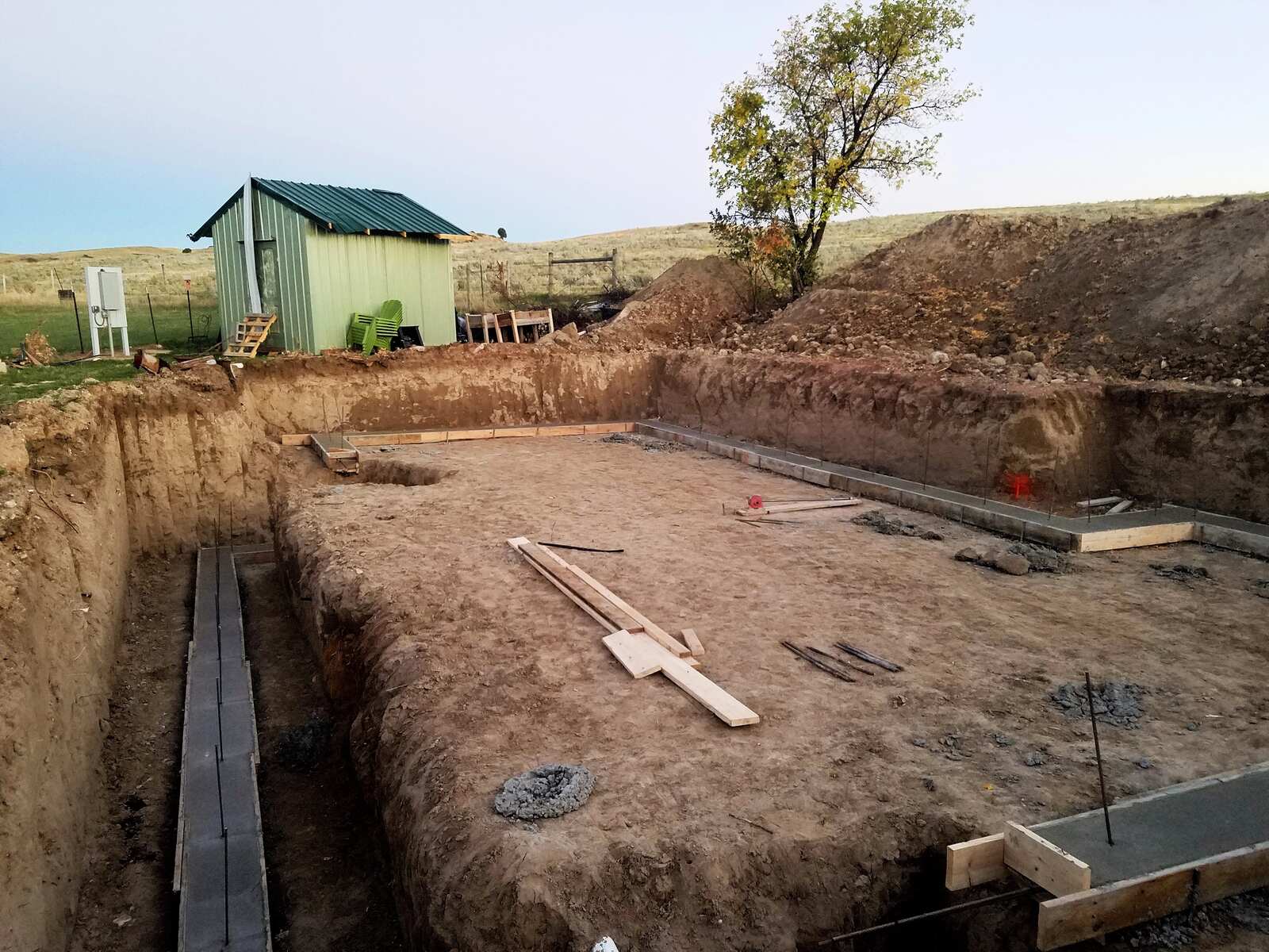 custom home ground being framed for house in wyoming