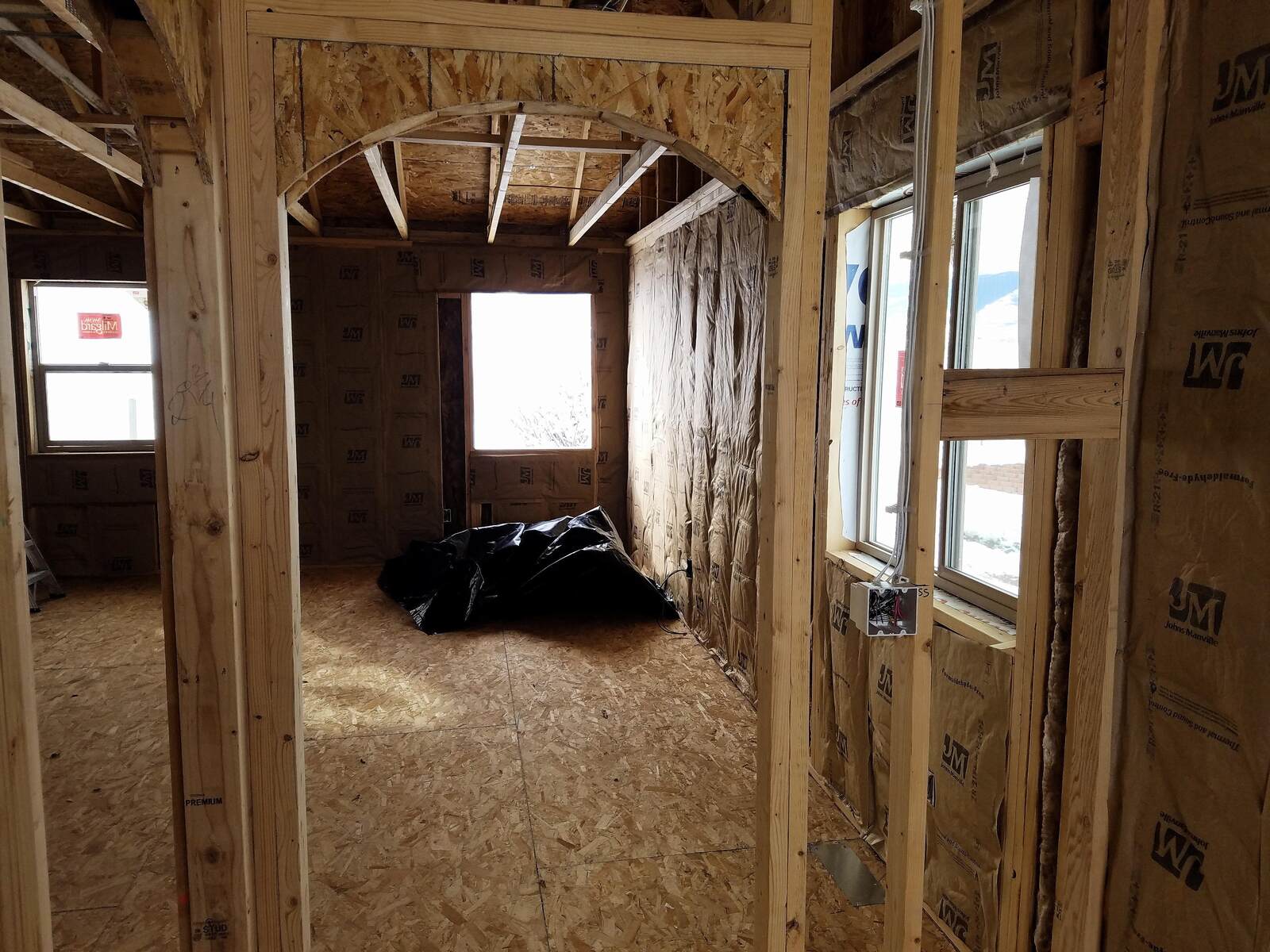 custom home interior framing through doorway in wyoming