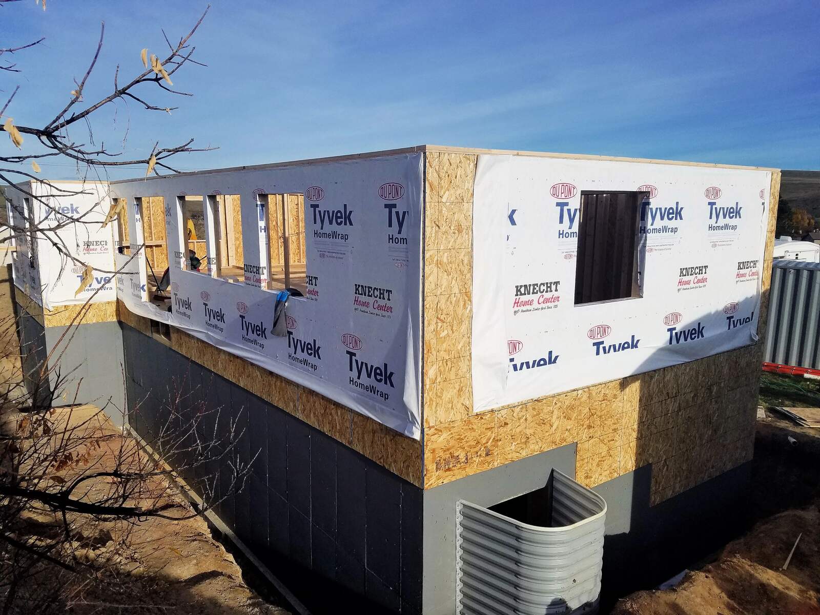 framing of custom home being built in wyoming