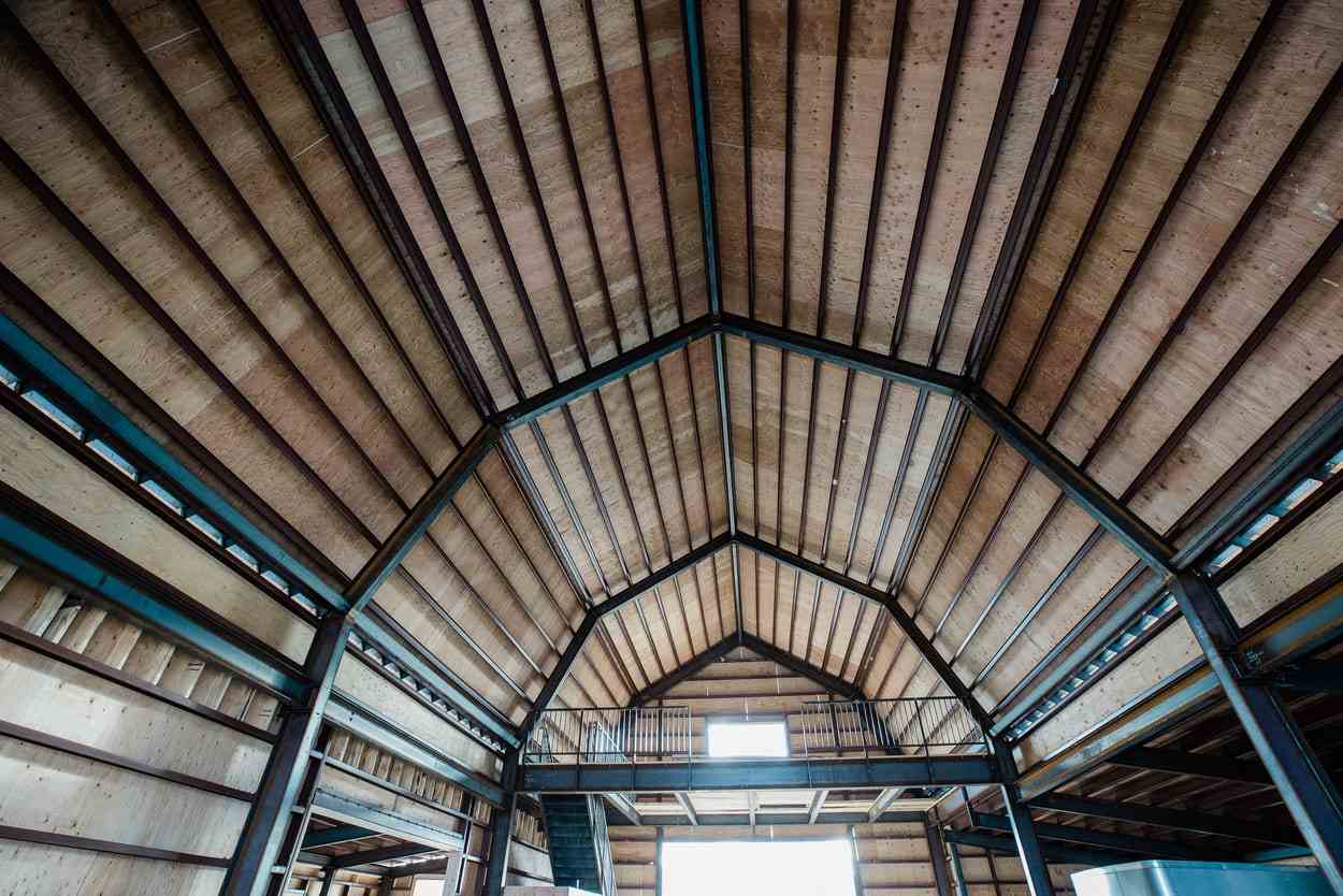 Barn construction interior of ceiling