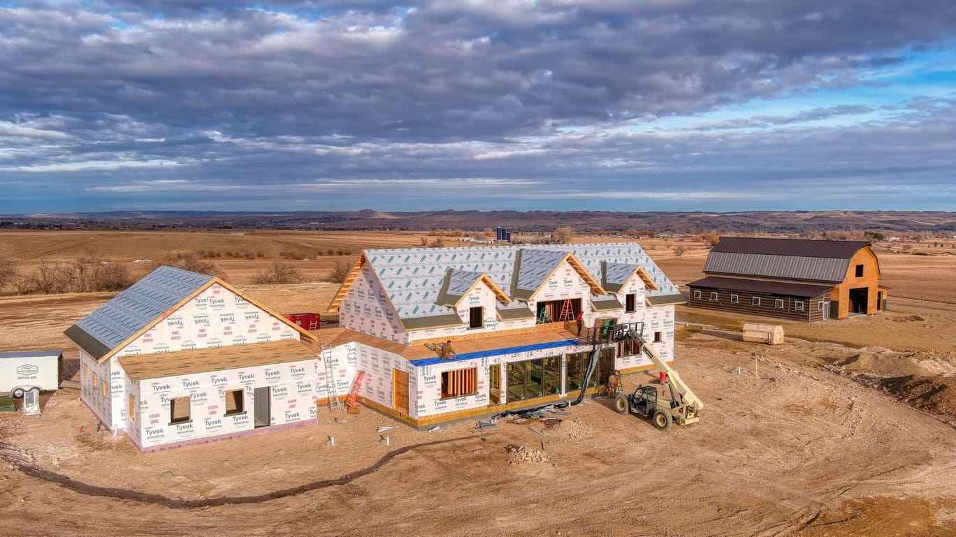 New construction exterior and land view in Wyoming