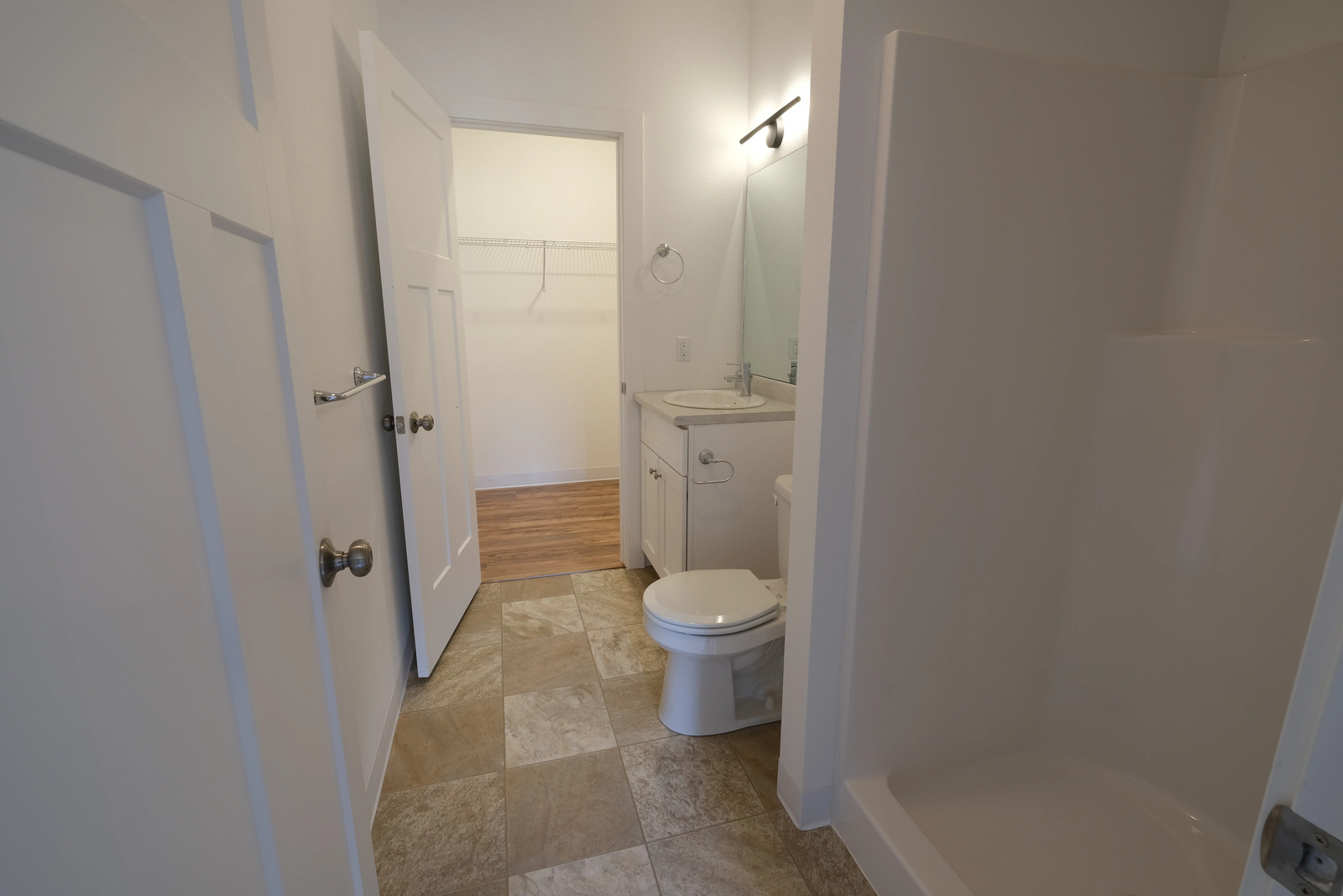 bathroom in custom home with shower in wyoming