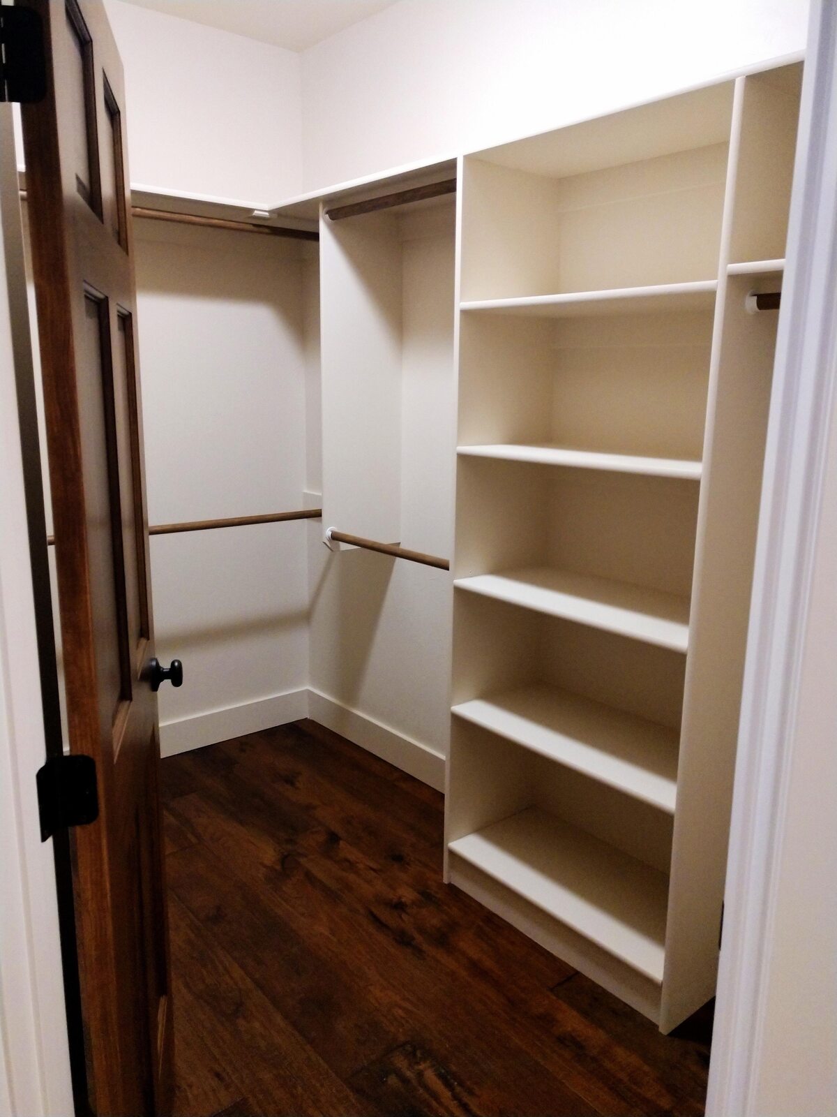 custom closet with built-in shelves wyoming