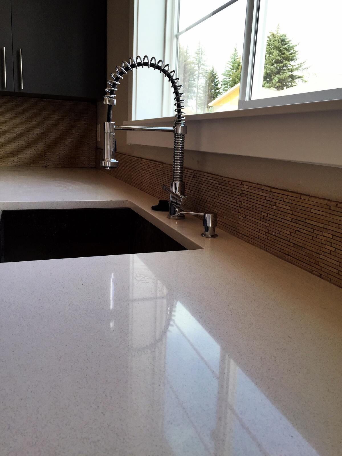 stainless steel sink faucet in wyoming custom home